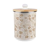 Purely Home Oak Leaves & Berries Food Waste Caddy - Gold Enamel 2L Kitchen Compost Bin