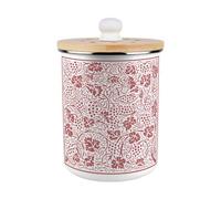 Purely Home Oak Leaves & Berries Food Waste Caddy - Red Enamel 2L Kitchen Compost Bin