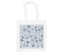 Purely Home Oak Leaves & Berries Tote Bag - Blue Patterned Reusable Double-Sided Shopping Bag Gift