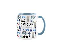 Purely Home Optician Mug - Humourous Trades Funny Novelty Gift - Tea/Coffee Hot Drinks Light Blue Ceramic Cup Present for Eye Specialists/Eye Doctor