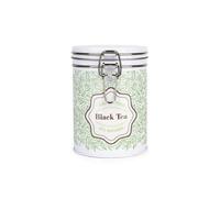 Purely Home Organic Green Leaves Black Tea Storage Canister - Stylish Green Home Décor - White Metal Clip Lid Kitchen Drinksstorage Jar 700Ml