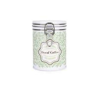 Purely Home Organic Green Leaves Decaf Coffee Storage Canister - Stylish Green Home Décor - White Metal Clip Lid Kitchen Storage Jar 700Ml