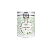 Purely Home Organic Green Leaves Loose Leaf Tea Storage Canister - Stylish Green Home Décor - White Metal Clip Lid Kitchen Storage Jar 700Ml