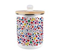 Purely Home Paint Dots Compost Caddy - Metal 2L Decorative Kitchen Food Waste Bin