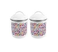 Purely Home Paint Dots Tea & Coffee Canisters - Medium Metal Kitchen Storage Set