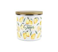 Purely Home Painted Lemons Brown Sugar Canister - White Metal Enamel Kitchen Food Storage Container