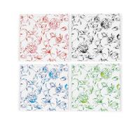 Purely Home Painted Roses Ceramic Coaster Set - Colourful Floral Gifts For Her - Square Set Of Four (4) Coasters