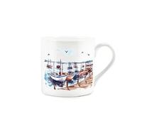 Purely Home Painted Scenes Harbour Design Mug - Fine Bone China White Mug Coffee/Tea Gift