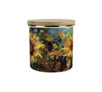 Purely Home Painted Sunflowers Storage Canister - Van Gogh Inspired Oil Paint Floral Artwork - Enamel Kitchen Storage Container