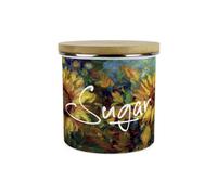 Purely Home Painted Sunflowers Sugar Storage Canister - Van Gogh Inspired Oil Paint Artwork - Enamel Hot Drinks Kitchen Storage Container