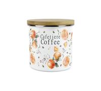 Purely Home Painted Tangerines Cafetiere Coffee Canister - White Metal Enamel Kitchen Food Storage Container