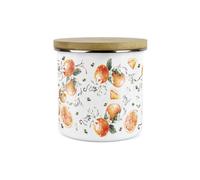 Purely Home Painted Tangerines Canister - White Metal Enamel Kitchen Food Storage Container