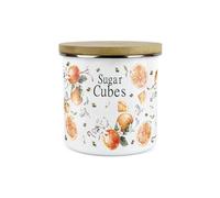 Purely Home Painted Tangerines Sugar Cubes Canister - White Metal Enamel Kitchen Food Storage Container
