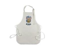 Purely Home Painting Owl Apron - Cute Arts & Crafts Cooking & Baking Kids Kitchen Gifts - Small Linen Apron With Adjustable Neck & Waist Ties