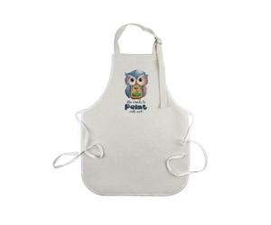 Purely Home Painting Owl Apron - Cute Arts & Crafts Cooking & Baking Kids Kitchen Gifts - Small Linen Apron With Adjustable Neck & Waist Ties