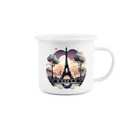 Purely Home Paris At Dawn Enamel Mug - Camping Gift Durable Hot Drinks White Outdoor Gift Cup - Travel Picnics Home Hiking