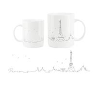 Purely Home Paris City Skyline Collection - Bone China Mug White Coffee/Tea Present Gift for Travel Lovers