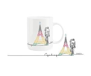 Purely Home Paris Cycling Mug - Sports Competition Commemorative Gift/Present - Tea Coffee Bone China Mug for Sports Fans