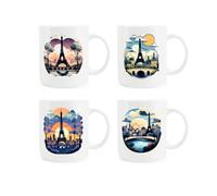 Purely Home Paris Icons Bone China Mugs - Set Of 4