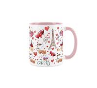 Purely Home Paris Mug - Eiffel Tower & Croissants White & Pink Coffee/Tea Gift 11oz