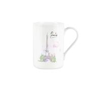Purely Home Paris Mug - Watercolour Eiffel Tower City of Love Gift/Present - White Bone China Tea/Coffee Mug