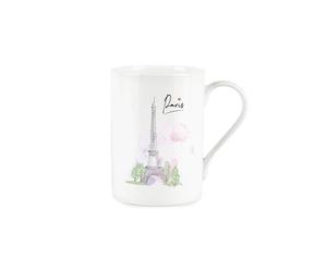 Purely Home Paris Mug - Watercolour Eiffel Tower City of Love Gift/Present - White Bone China Tea/Coffee Mug