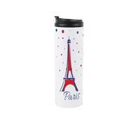 Purely Home Paris Travel Mug - Red White Blue Abstract Eiffel Tower - Reusable Stainless Steel Vacuum-Sealed Double-Walled Hot/cold Flask