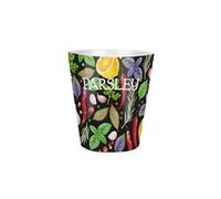 Purely Home Parsley Herbs Plant Pot - Small Ceramic Plant Pot With Drainage Hole Garden Gift