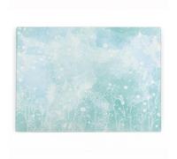 Purely Home Pastel Blue Flowers Large Smooth Glass Worktop Saver - Floral Kitchen Chopping Board