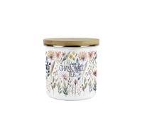 Purely Home Pastel Flowers Chamomile Tea Storage Canister - Watercolour Floral Gift - White Enamel Medium Kitchen Storage Container