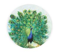Purely Home Peacock Round Worktop Protector - Textured Glass Chopping Board