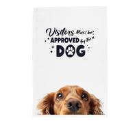 Purely Home Peeping Dog Tea Towel - Visitors Must Be Approved By The Dog - Cocker Spaniel Gift Panama Cotton Kitchen Dish Towel/Drying Cloth - 67cm x 45cm