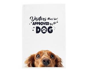 Purely Home Peeping Dog Tea Towel - Visitors Must Be Approved By The Dog - Cocker Spaniel Gift Panama Cotton Kitchen Dish Towel/Drying Cloth - 67cm x 45cm