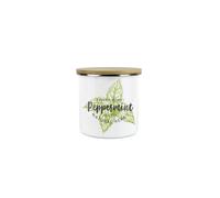 Purely Home Peppermint Herb Jar - Mini Storage Canister - Cooking Green Herbs Metal Enamel Food Storage Container