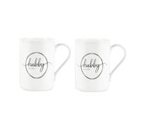 Purely Home Personalisable Hubby & Hubby Mug Set - Marriage Wedding Husband Groom Gay Couples Gift/Present for Him - White Bone China Tea/Coffee Mugs