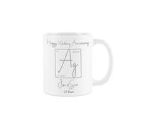 Purely Home Personalised 25th Wedding Anniversary Mug - Periodic Table Elements Silver 25 Years Marriage Custom Gift/Present - Tea Coffee Ceramic Cup