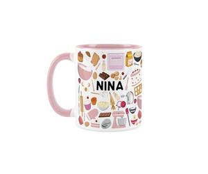 Purely Home Personalised Cake Maker Mug - Novelty Pink Tea/Coffee Ceramic Cup Baking Gifts for Cake Makers