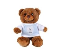 Purely Home Personalised Couples Teddy Bear - Custom Name Valentines Day Gift - Dark Brown Stuffed Animal with Blue T-Shirt