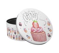 Purely Home Personalised Cupcakes Cake Tin - Kitchen Gifts Large Round Metal Storage Container for Baking 23 x 10cm