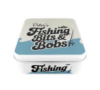Purely Home Personalised Fishing Tin - Fishermen Bits & Bobs Square Metal Storage Container Gifts for Him 170 x 170 x 65mm