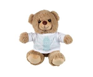 Purely Home Personalised Hit The Jackpot With You Light Brown Teddy Bear - Small Plush Bear Couples Valentines Day Gift - Stuffed Animal with Blue Hearts Slot Machine T-Shirt