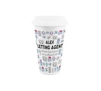 Purely Home Personalised Letting Agent Ceramic Travel Mug - Reusable Silicone Lid Insulated Drinks Flask Cup Gift
