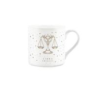 Purely Home Personalised Libra Mug - Gold Star Sign Bone China Tea/Coffee Cup - Customisable Zodiac Gift