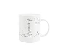 Purely Home Personalised Paris City Skyline Mug - Bone China Tea/Coffee Souvenir Gift Cup for Travel Lovers & Couples