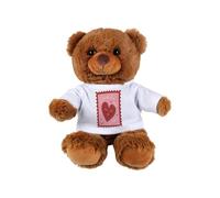 Purely Home Personalised Sent With Love Dark Brown Teddy Bear - Small Plush Toy Couples Valentines Day Gift - Stuffed Animal with Love Heart Postage Stamp T-Shirt