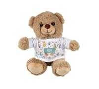 Purely Home Personalised Teddy Bear - Small Plush Toy Gifts for Children with Musical Creatures- Light Brown Stuffed Animal with Printed T-Shirt