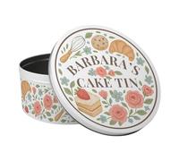 Purely Home Personalised Time for Cake Round Storage Tin - Large Metal Tin Kitchen Storage Container Gifts 23 x 10cm