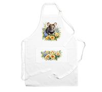 Purely Home Pet Animals & Flowers Mouse Apron - Floral Gifts For Her - Cooking & Baking