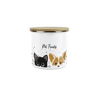 Purely Home Pet Treats Storage Canister - Peeping Cat & Dog Metal Enamel Medium Storage Container Pet Treats Tin