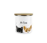 Purely Home Pet Treats Storage Canister - Peeping Cat & Dog Metal Enamel Medium Storage Container Pet Treats Tin